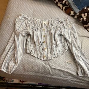 Striped long sleeve cropped blouse